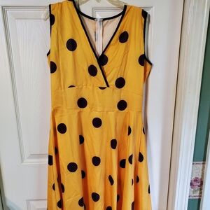 Yellow Dress W/Black Polka Dots.